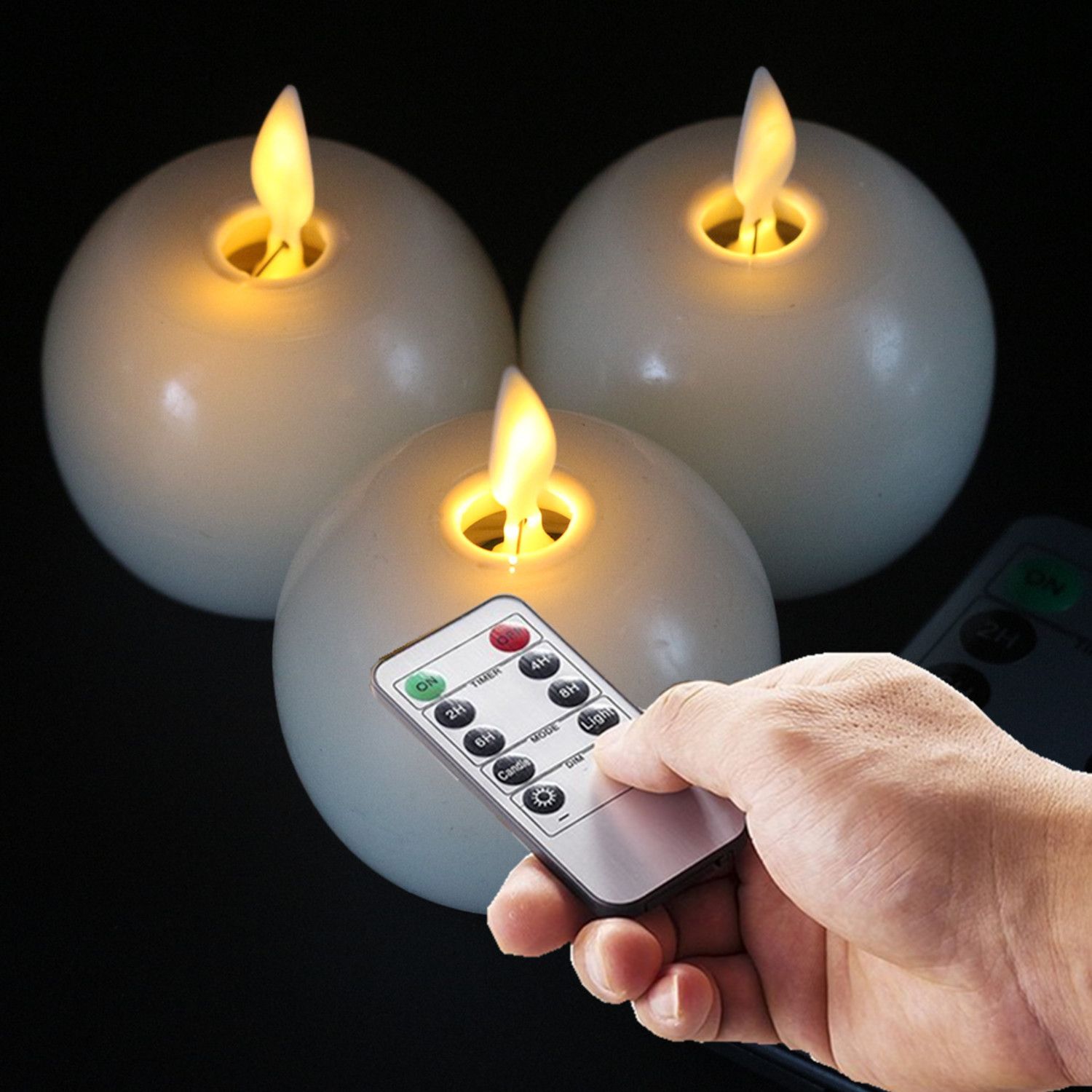 10 KEY Remote Control Moving Wick Flameless LED Ball Candles Flikcer
