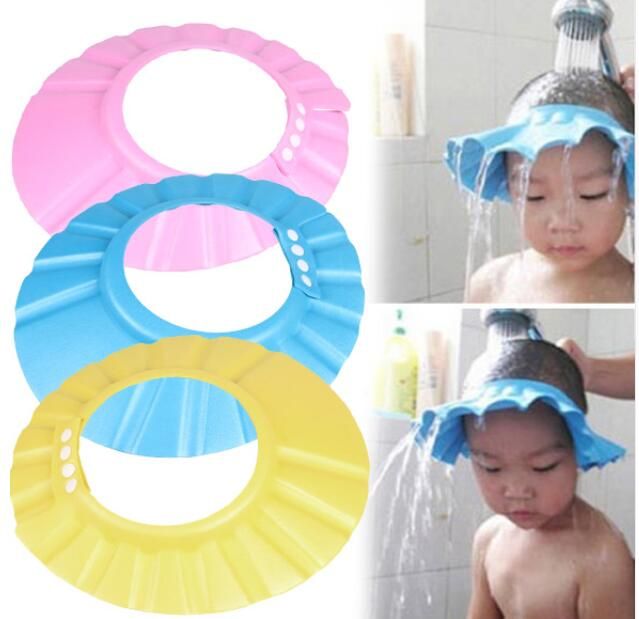 Soft Baby Kid Bath Shower Wash Head Hair Waterproof Shield Cap Hat Eye Protector 