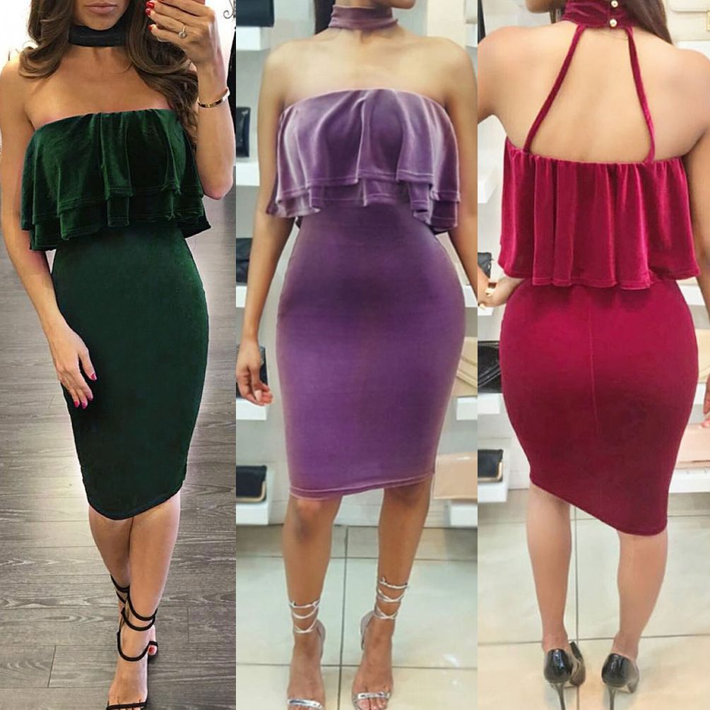 2017 Sexy Velour Off Shoulder Slash Neck Strapless Ruffle Packege Hips Long Sleeve Trendy Women Slim Mini Dress Party Choker Midi Dresss Womens 2017 Sexy Velour Off Shoulder Slash Neck Strapless Ruffle Packege Hips Long Sleeve Trendy Women Slim Mini Dress Party Choker Midi Dresss Womens