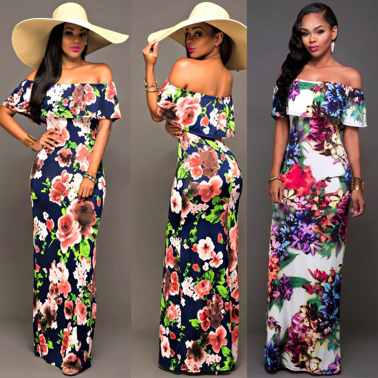 off shoulder casual maxi dress