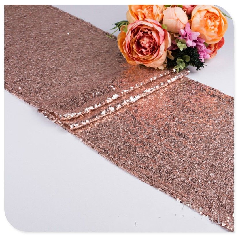 30*275cm Fabric Table Runner Gold Silver Sequin Table Cloth Sparkly