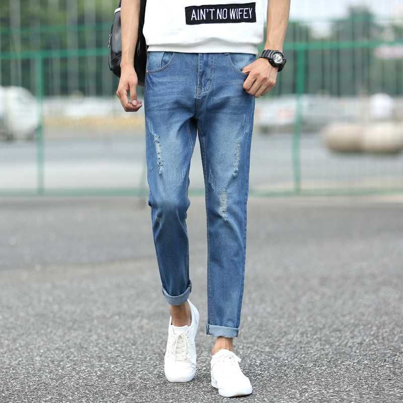 Wholesale- #1403 2017 Summer Skinny Jeans Men Thin Ripped Jeans for Men ...