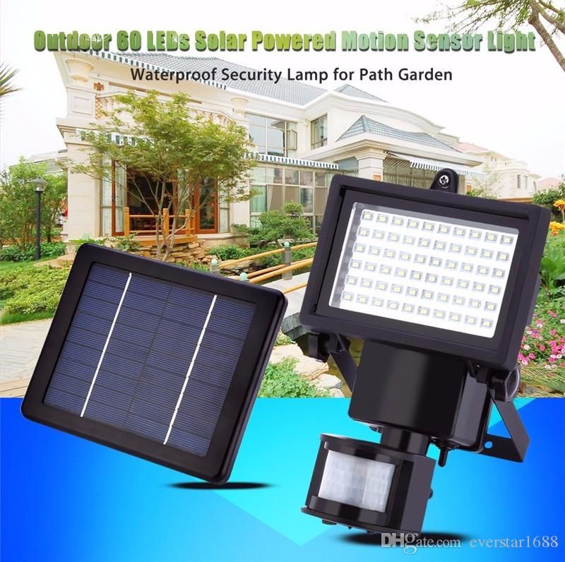 2019 Waterproof Ip65 60 Leds Solar Led Floodlight Outdoor White Pir 2019 Waterproof Ip65 60 Leds Solar Led Floodlight Outdoor White Pir Motion Sensor Flood Light Lamp For Garden Path Wall Emergency Lighting From Led2you