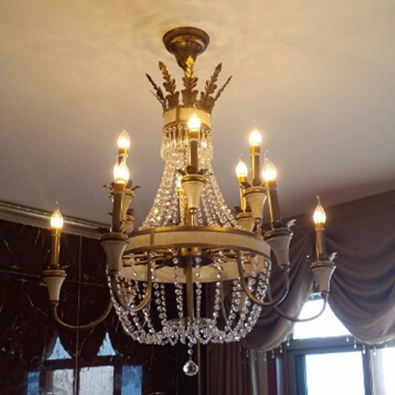Vintage Crystal Chandelier For Living Room Bedroom Light Metal Vintage Crystal Chandelier For Living Room Bedroom Light Metal Hanging Lamp Country Style Indoor Pendant Lamps Blue