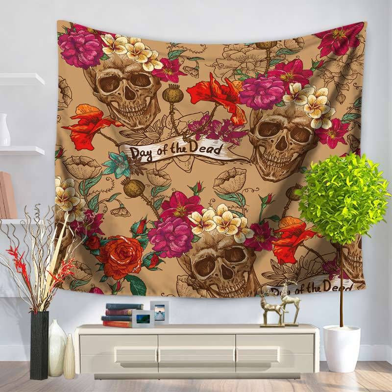 Cool Wall Hangings 100% polyester wall hanging tapestry cool skull flower skull home Cool Wall Hangings 100% polyester wall hanging tapestry cool skull flower skull home
