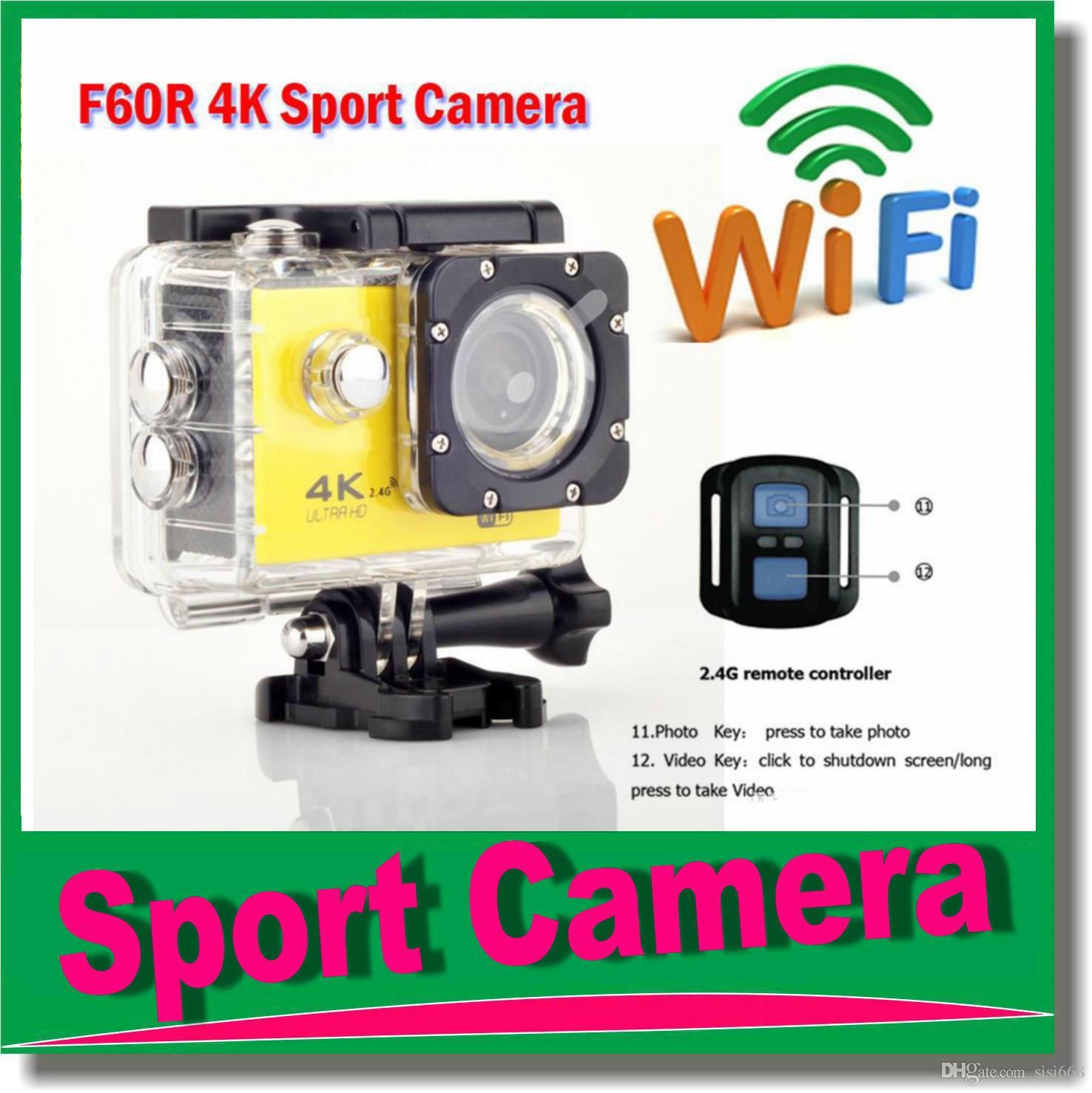 Original F60R HD 4K WiFi Action Camera with 2 4G Remote Control Original F60R HD 4K WiFi Action Camera with 2 4G Remote Control Camcorders Waterproof Camera Sport Helmet Cam Video DV 170D Lens JBD N5 4K Sport Camera