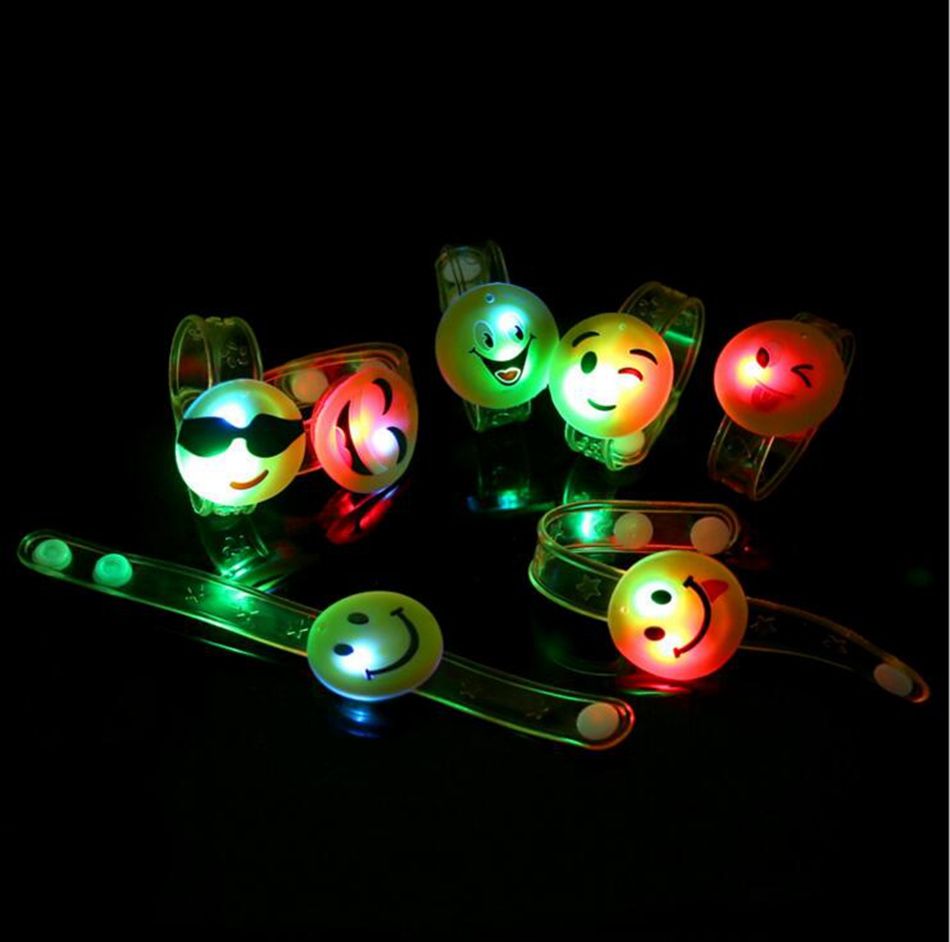 Led Cartoon Light Up Emoji Wristband Led Flashing Smile Face Bracelet Bangle Event Party Glow Bangle Christmas Party Gifts Ooa3583 Party Gifts For Kids