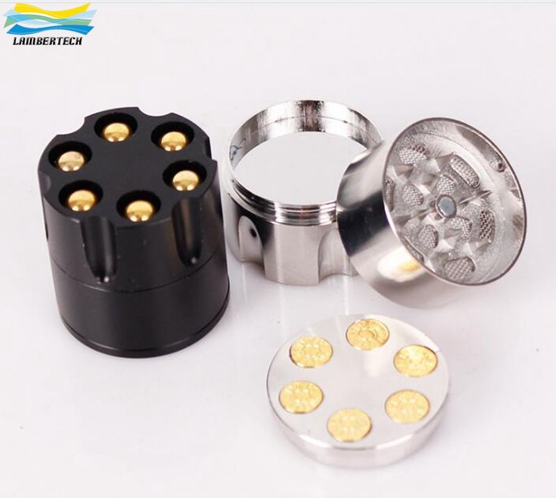 2021 30mm Metal Revolver Bullet Shape Herbal Herb Grinder Tobacco Grinder Black Silvery Color