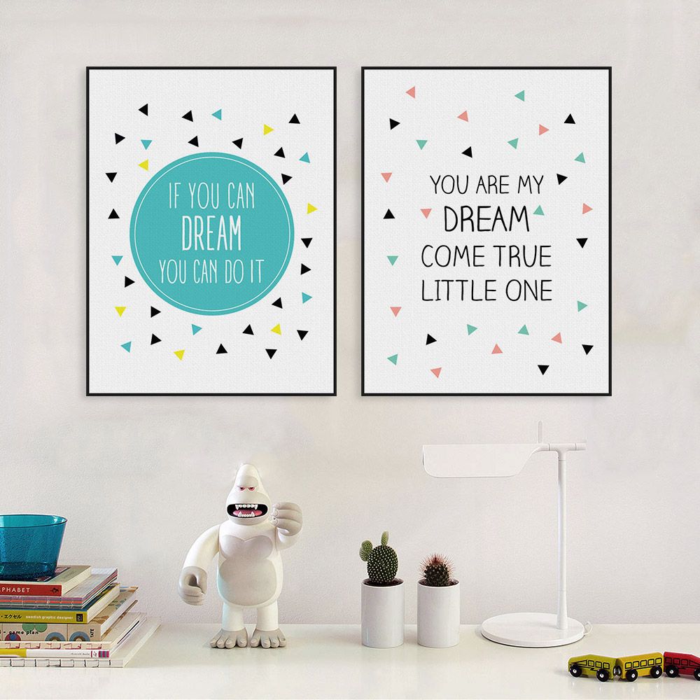 2018 Nordic Minimalist Kawaii Typography Dream Quotes Art Print Poster Nursery Wall Picture Canvas Painting No Frame Kids Room Decor From Wubei166