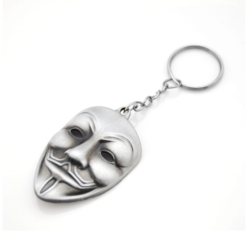 Movie V For Vendetta Guy Fawkes Mask Alloy Key Chains Keychain Keyfob Keyring 