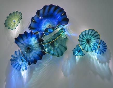 Blue Color 100% lampade di Murano lampade da appendere piastra artistica stile borosilicato a mano in vetro soffiato in vetro floreale flower plates