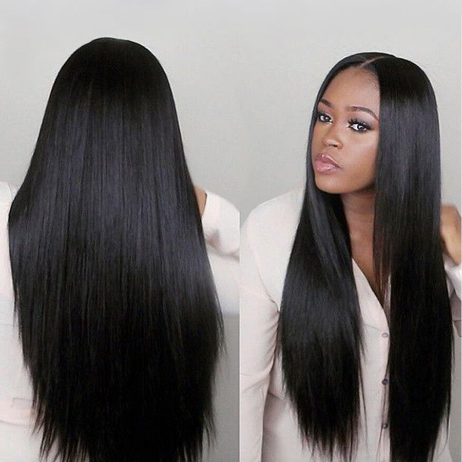 Full Lace Human Hair Wigs Thick Silky Straight Peruvian Virgin