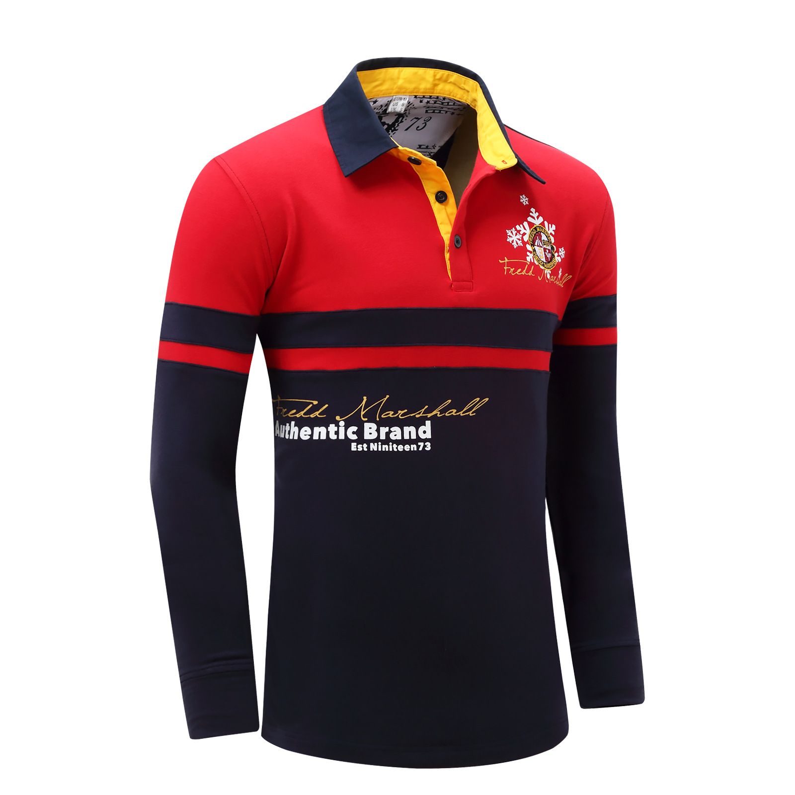maglietta sportiva in cotone di alta qualità Polo da rugby a maniche lunghe da uomo