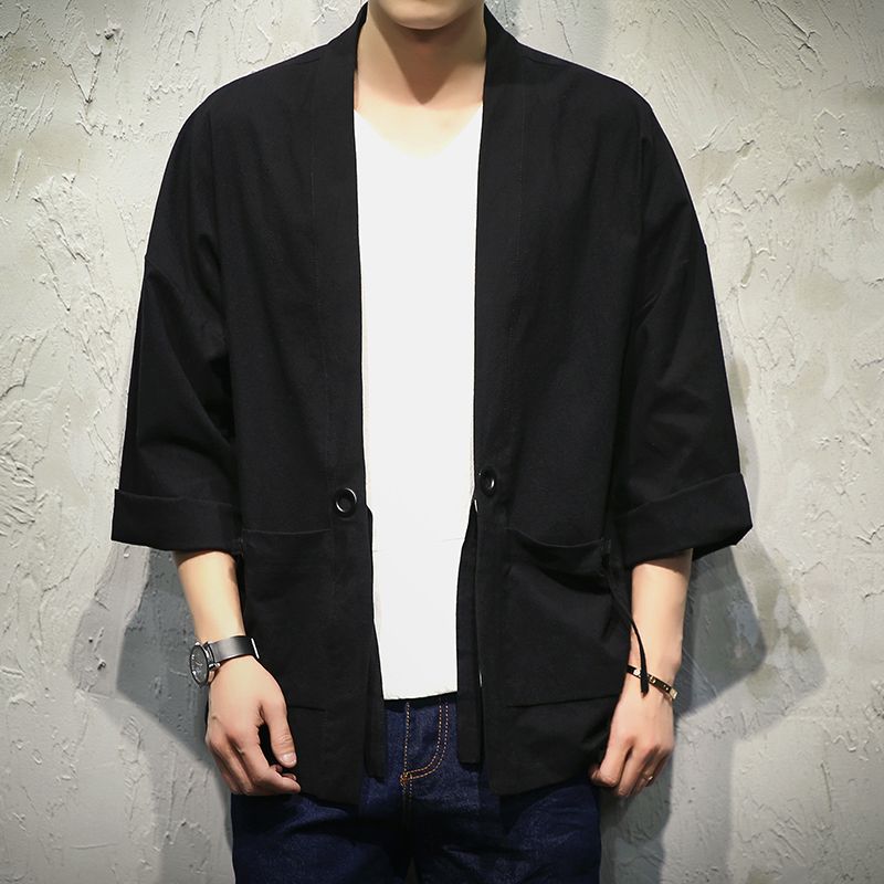 Wholesale Japan Style Kimono Jacket Men 100% Cotton&Linen Loose Mens ...