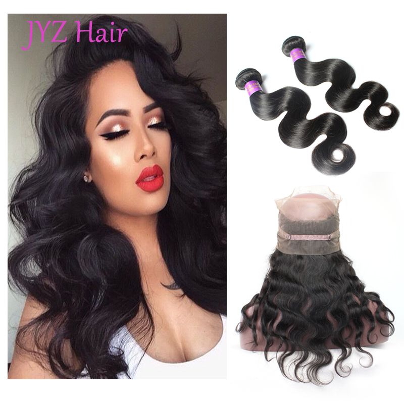 2019 Virgin Hair Body Wave 2 Bundles With 360 Lace Frontal Human