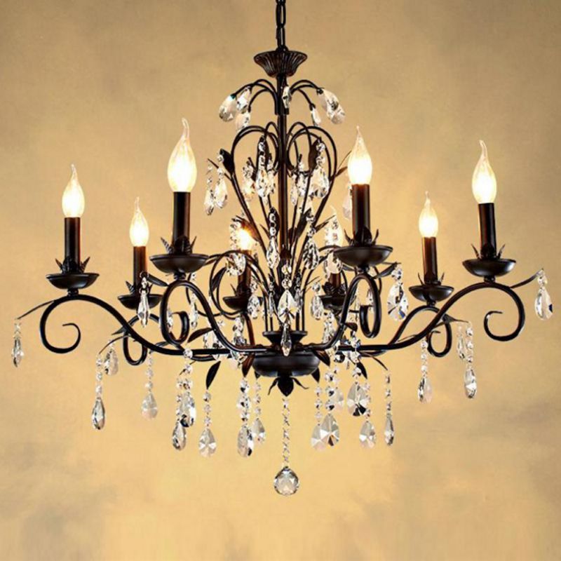 Rustic Lighting Retro Chandelier Black Iron Dining Room Culb Bar Rustic Lighting Retro Chandelier Black Iron Dining Room Culb Bar Candle Living Kitchen Light Bedroom Pendant Lamp