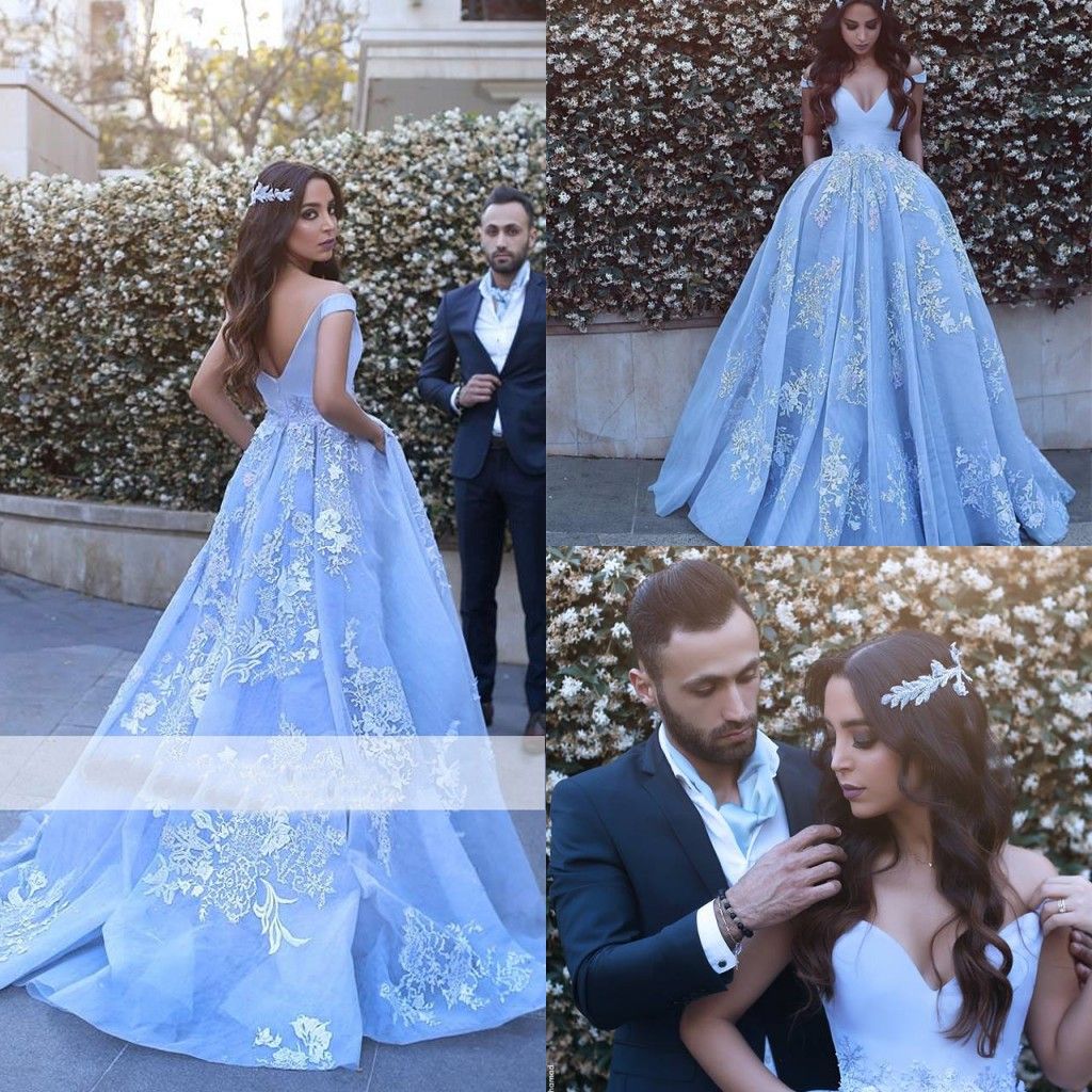 Neck Prom Dresses Blue