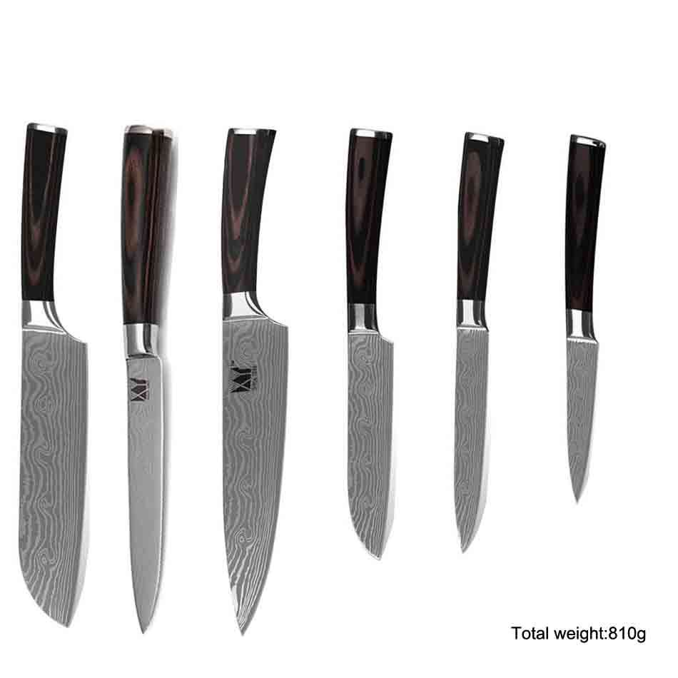 Damascus Top Rank Stainless Steel Kitchen Knife Set Best Quality