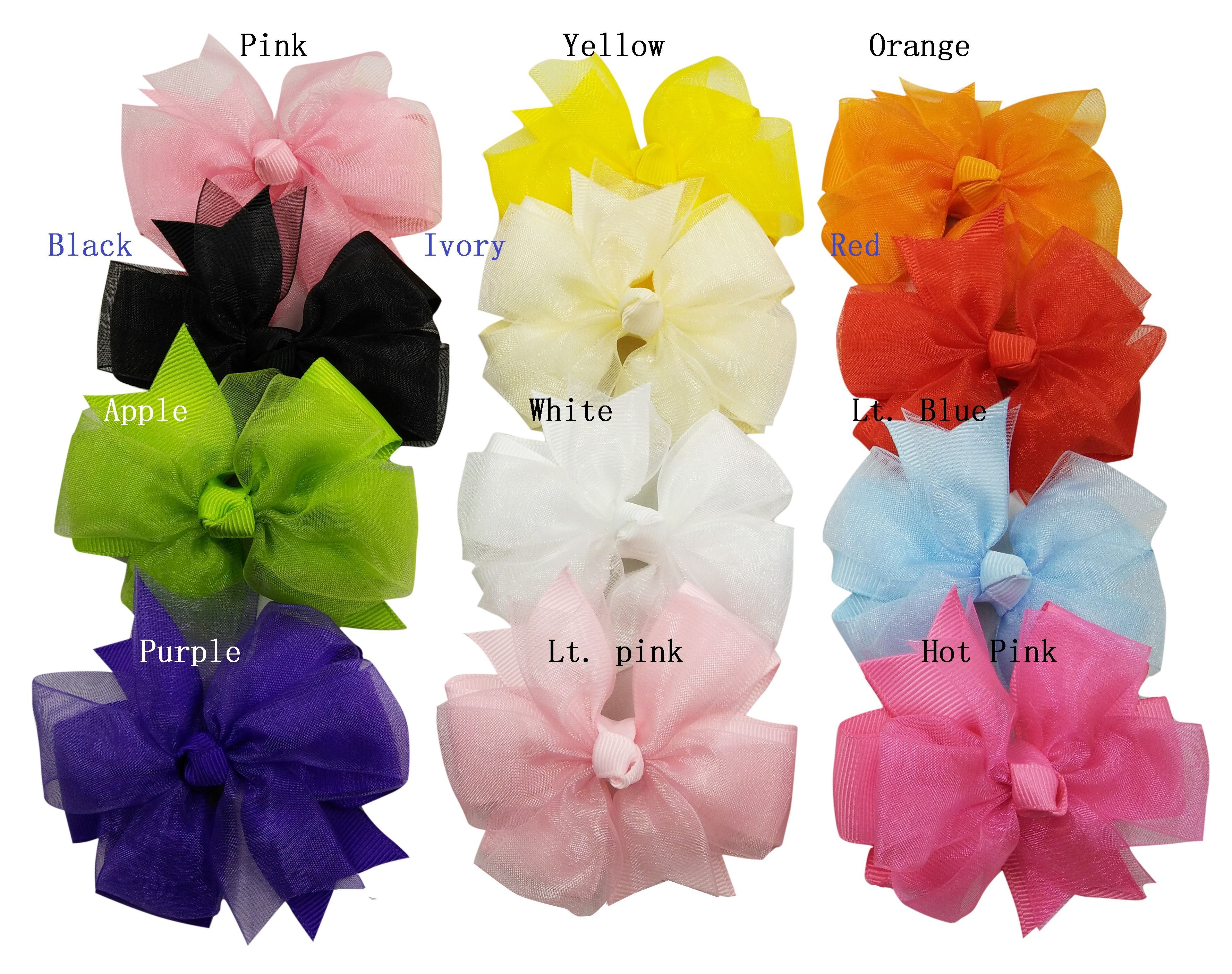 12 pieces Velvet Hair Bow Boutique Grosgrain Ribbon Alligator Bowknot Clips 3.5/"