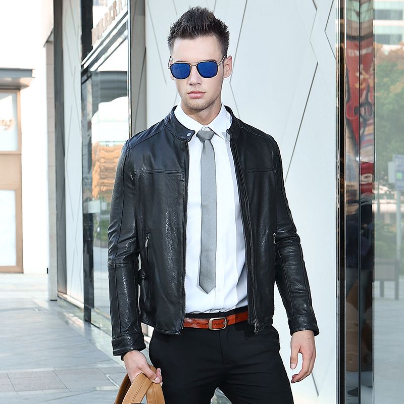 Thin Black Leather Jacket Mens Cairoamani Com 2018 Men Black Fashion Slim Fit Genuine Leather Jacket Stand