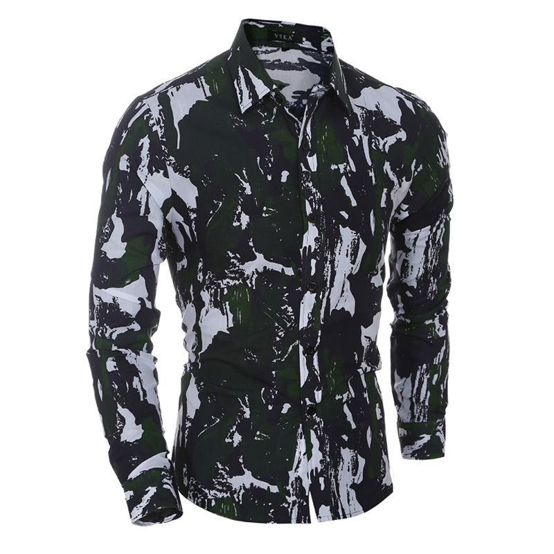 Man Casual Camouflage Shirt Men Cotton 