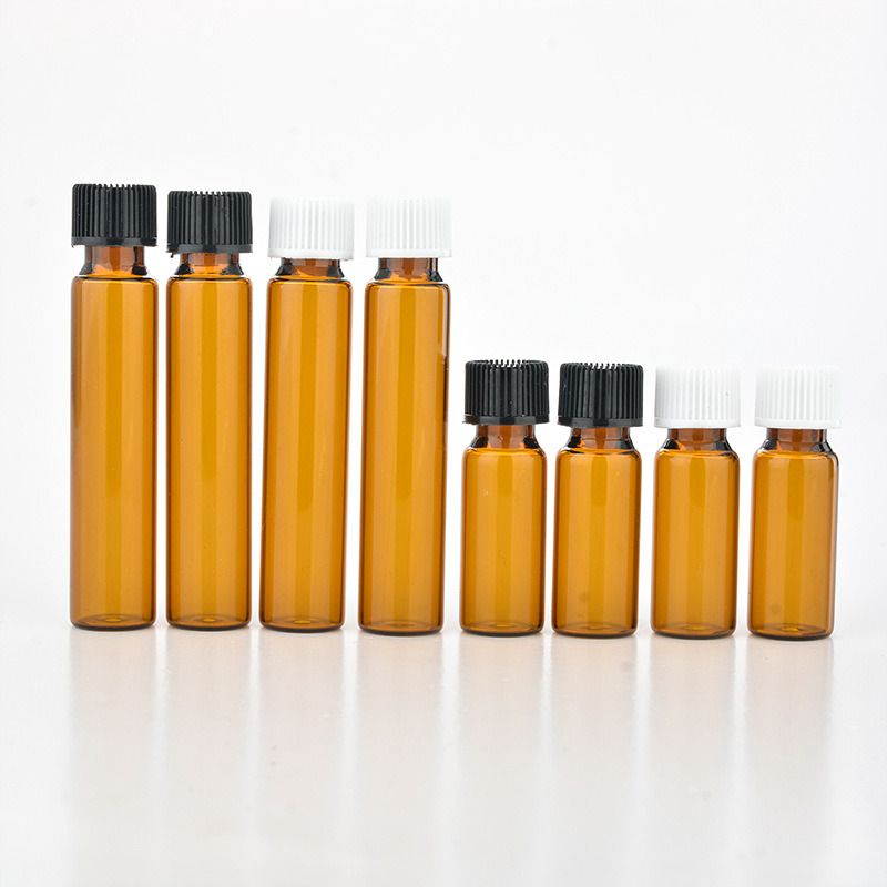 Perfume Sample Tubes Bottles 5ml Amber Glass Essential Oil Bottle With