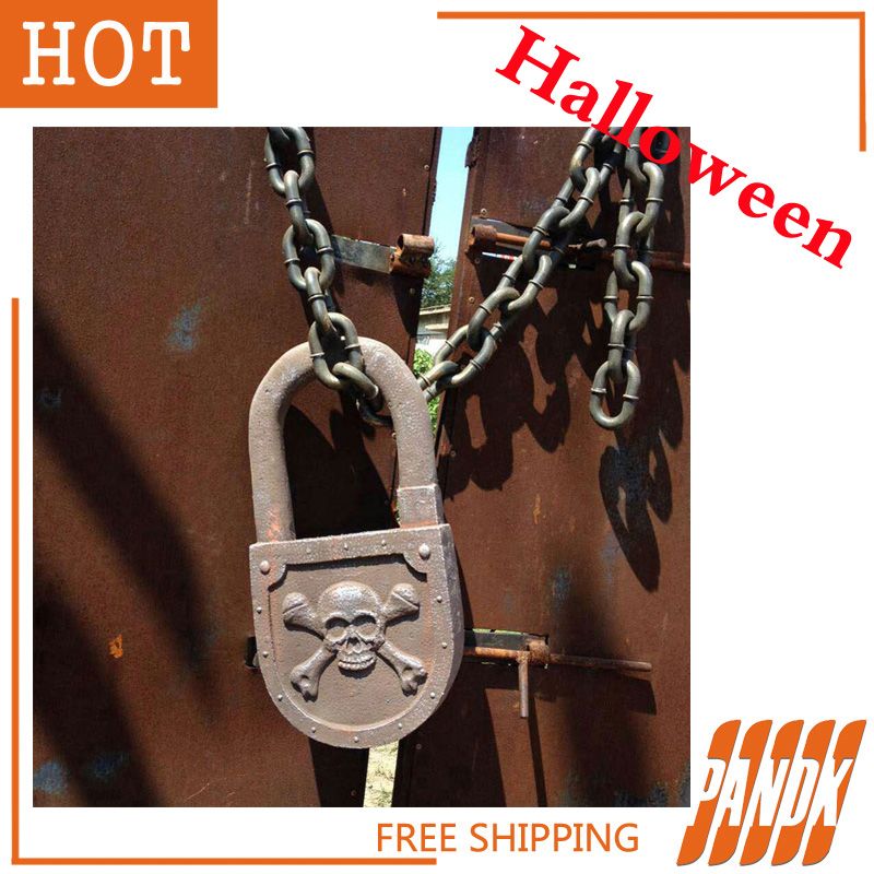 2018 wholesale halloween props buccaneer door decoration large lock foam skeleton bar props simulation room escape haunted house from paradise13