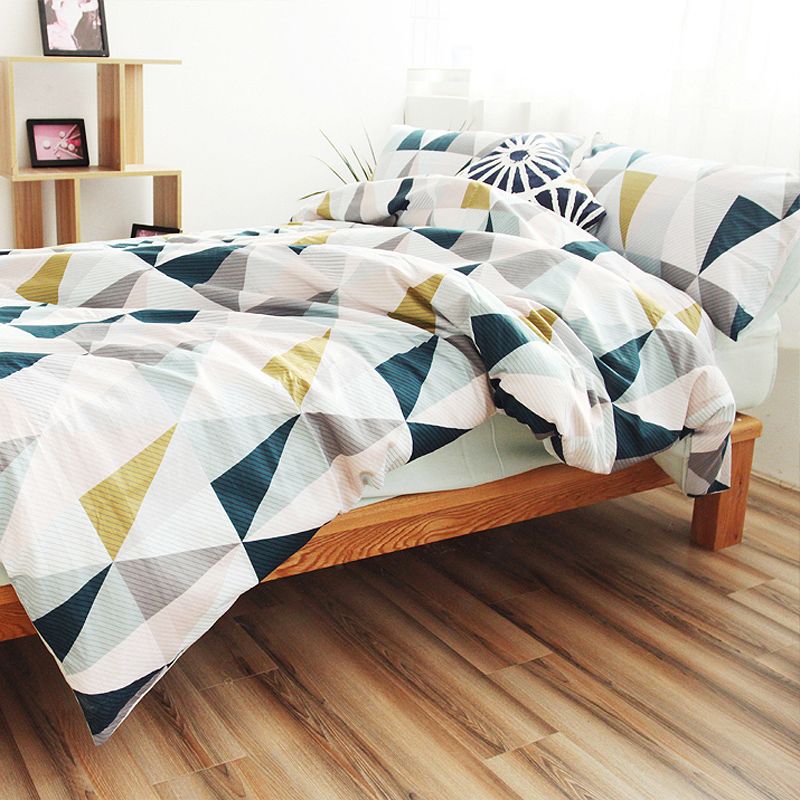 wholesale cotton nordic style bedding set quilt cover twin blue geometric bed sheets