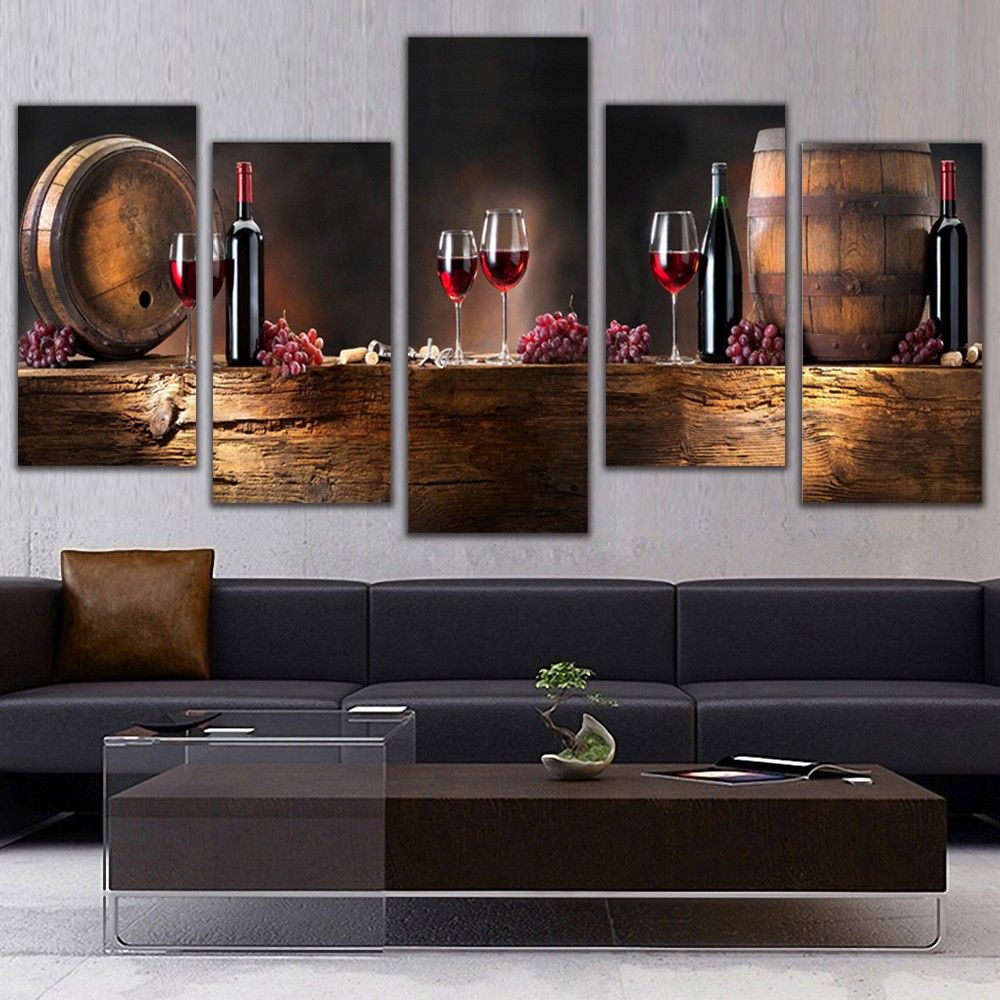 Bar Wall Decor 2017 5 panel wall art fruit grape red wine glass picture art for Bar Wall Decor 2017 5 panel wall art fruit grape red wine glass picture art for