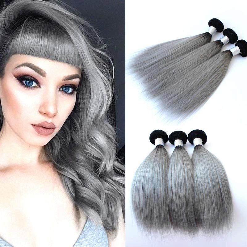 Ombre Brazilian Virgin Human Hair Weave Straight Human Hair