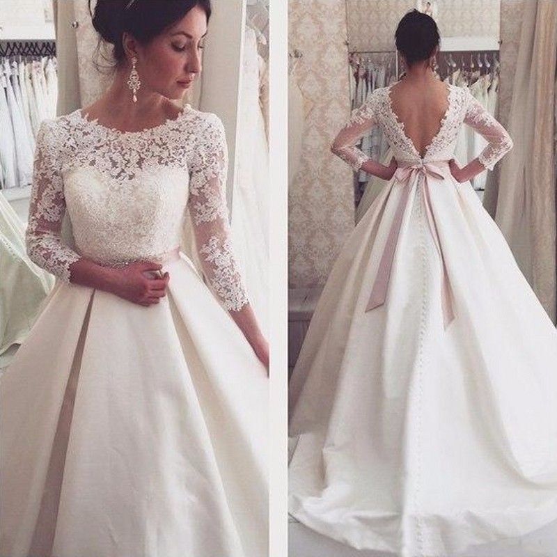 long sleeve lace top wedding dress