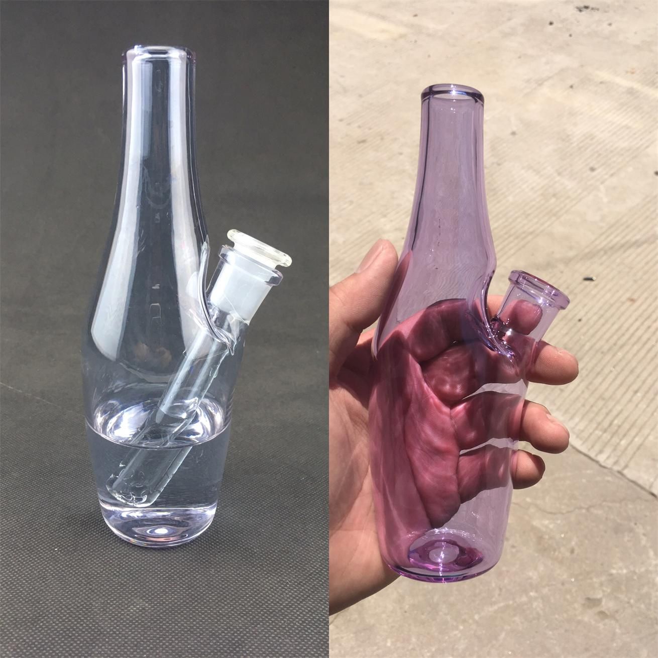 2019 New Purple Bottle Glass Bong, Very Easy To Clean The Glass Oil