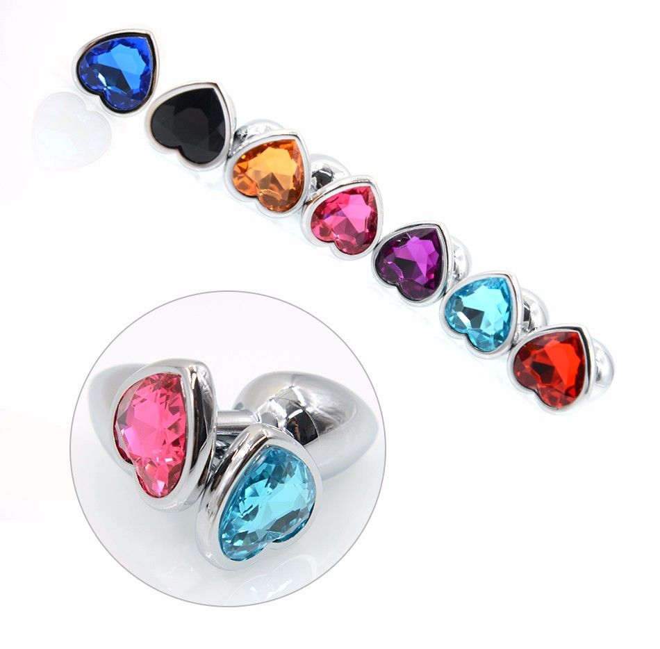 Hot Small Size Heart Shaped Stainless Steel Jewelled Crystal Anal Plug