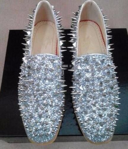 silver studded loafers