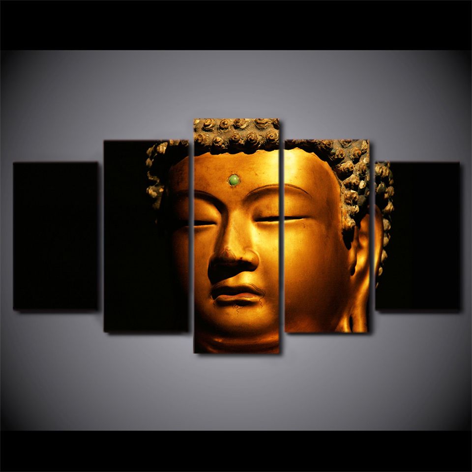5 Panel Hd Printed Golden Buddha Painting Canvas Print Room Decor Print Poster Picture Canvas Wall Art Painting From Weichenart 19 9 Dhgate Com
