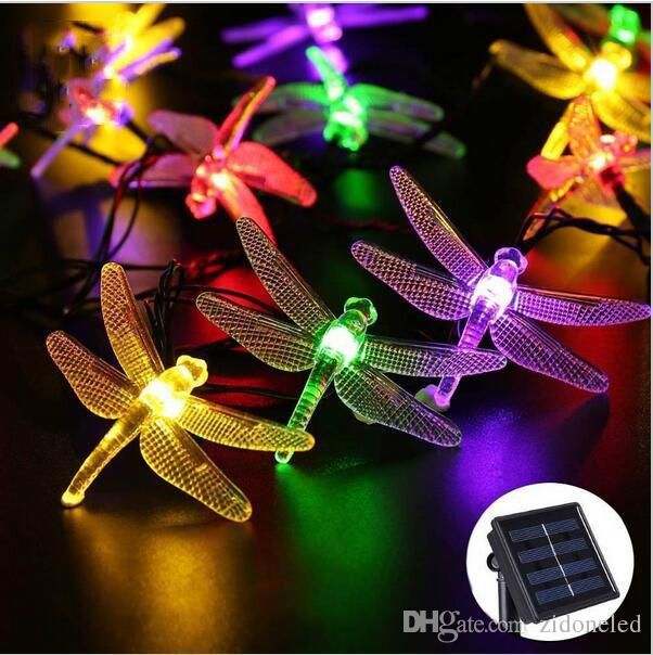 20//30 LED Solar Lichterketten Libelle wasserdicht Garten Beleuchtung Party Lampe
