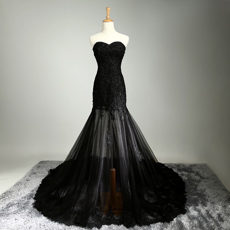 black mermaid wedding gown