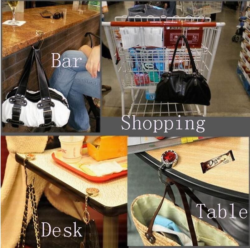 2021 Blank DIY Foldable Handbag Hanger Bag Purse Hanger Folding Hook
