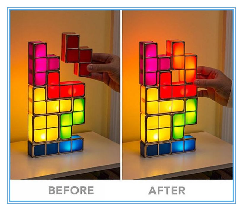2019 DIY Tetris Puzzle LED Night Light Retro Style Game Stackable LED