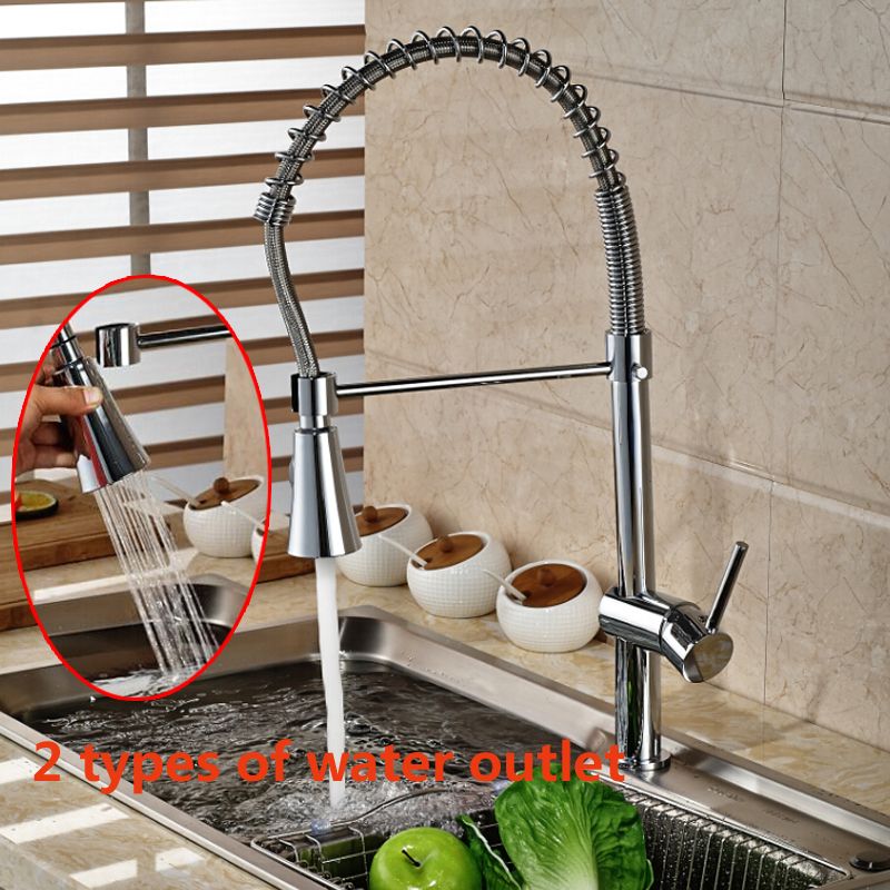 2021 Tall Style Chrome Brass Kitchen Faucet Srping Faucet Deck Mounted
