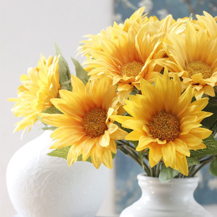 2019 Big Blooming Artificial Silk Sunflowers Bouquets For Home Wedding Centerpieces Decoration