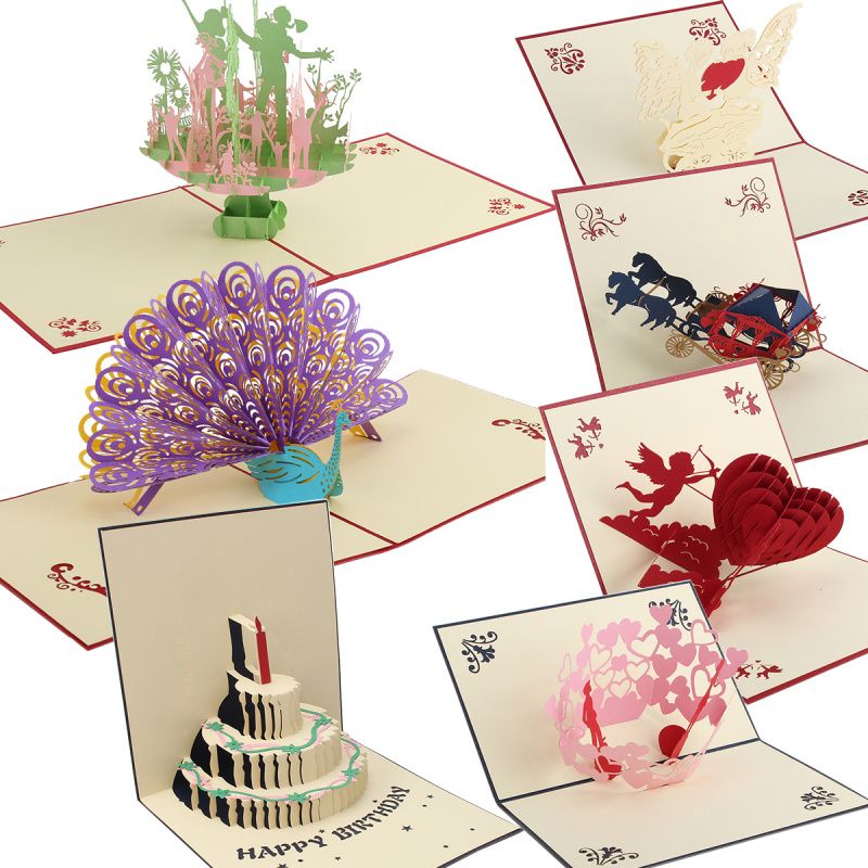 wholesale 3d handmade pop up greeting cards happy birthday wedding