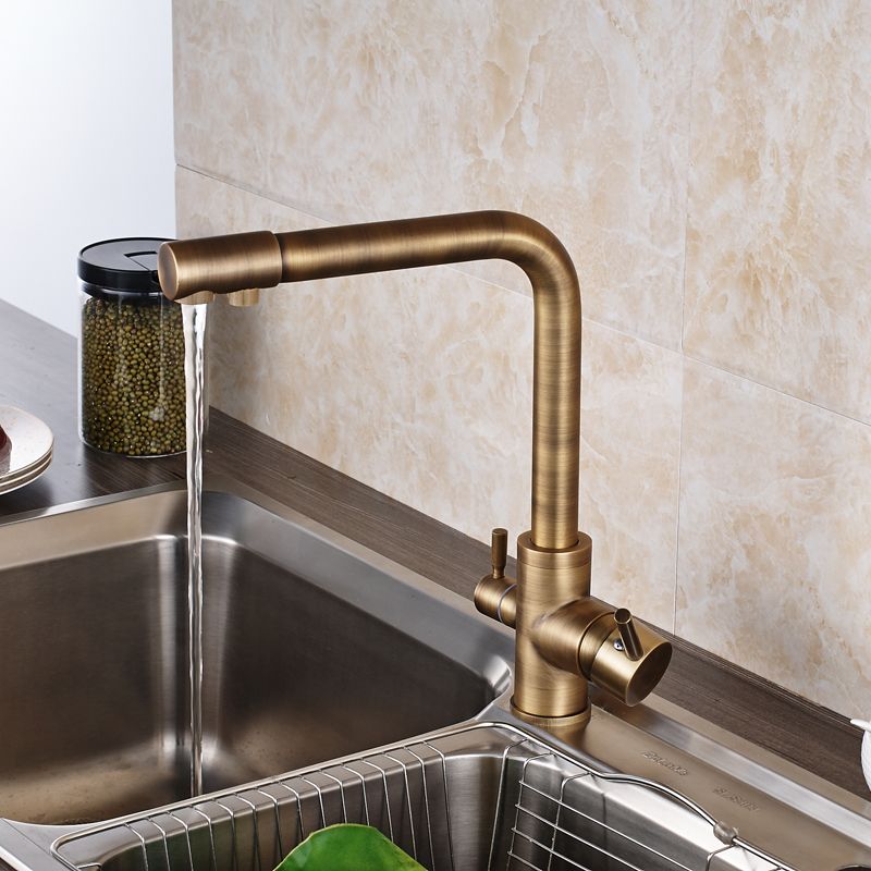 2019 New Popular Retro Style Antique Brass Kitchen Faucet Two 2019 New Popular Retro Style Antique Brass Kitchen Faucet Two Waterout Long Swivel Spout Pure Water Purification Mixer From Gonglangno1 112 57 Dhgate