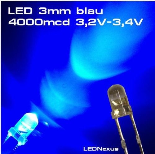 1000PCS LED 3MM BLUE COLOR BLUE LIGHT Super Bright