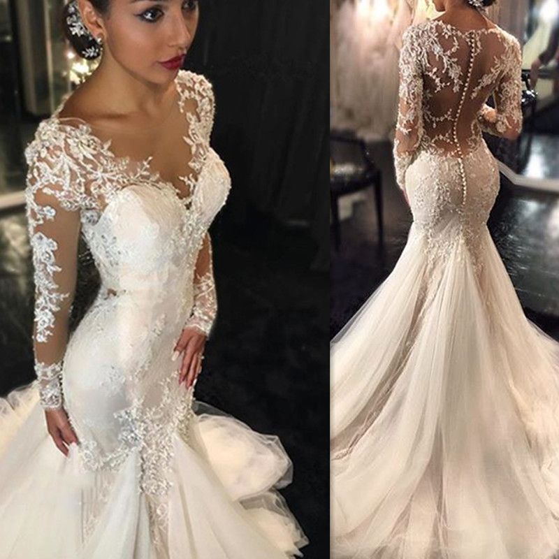 Discount 2015 Sexy Elegant Sheer Wedding Dresses A Line Sheer Crew ... Discount 2015 Sexy Elegant Sheer Wedding Dresses A Line Sheer Crew ...