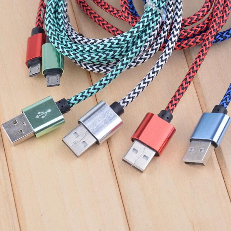 Cell Phone Cables 0.5m 2A Metal Nylon Braided Fast Charge USB Cable