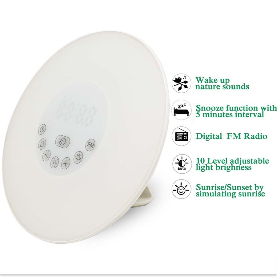 2018 Whole Dc5v Digital Led Alarm Clock Radio Fm Rgb White 2018 Whole Dc5v Digital Led Alarm Clock Radio Fm Rgb White Adjule Color Changing Touch Display Circular Modern Wake Up Table Lamp Light From Grege