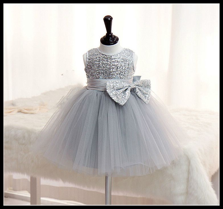 navy and silver flower girl dresses