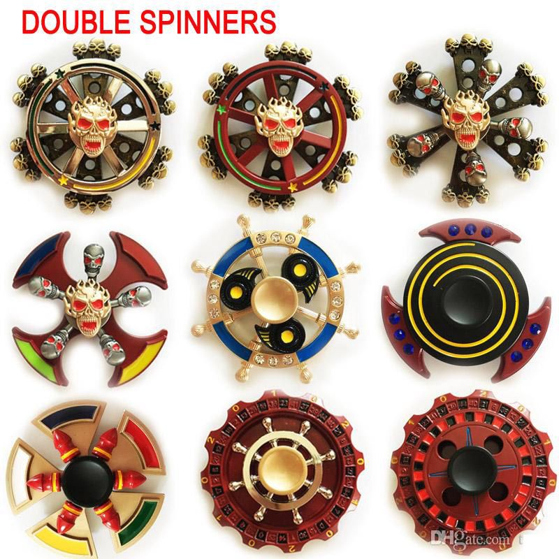 38 Types Newest Double Bearings Fidget Spinner EDC Triangle Axe Round Compass Hand Spinners