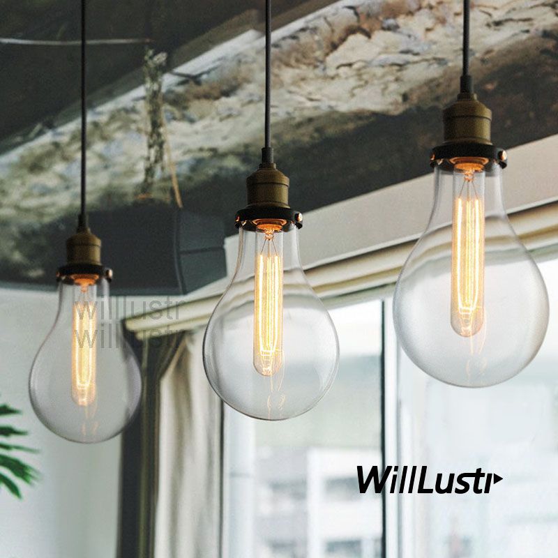 Teardrop Clear Glass Filament Single Pendant Lamp Hanging Lighting Teardrop Clear Glass Filament Single Pendant Lamp Hanging Lighting Water Drop Transpa Vintage Bulb Loft Bar Suspension Light Mega Island